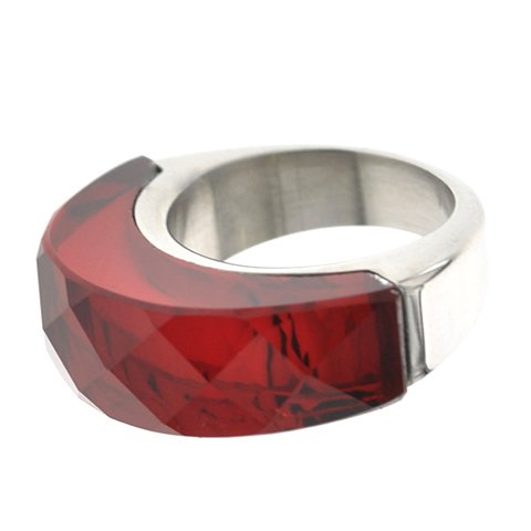 Anillo de acero T-Swarovski con piedra roja D&K / 100PI-37