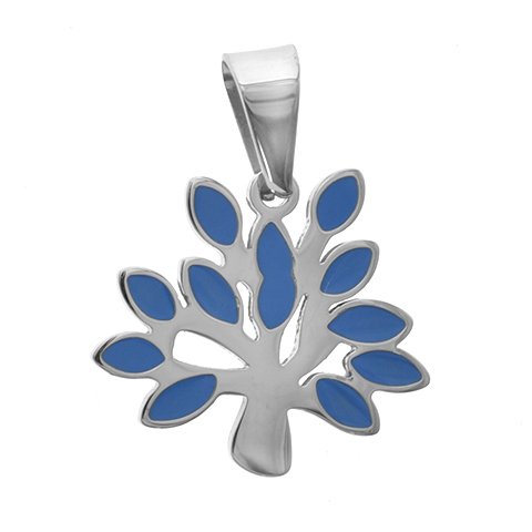 Dije acero quirurgico arbol de la vida con esmaltado azul 3 cm D&K / 500AV-148