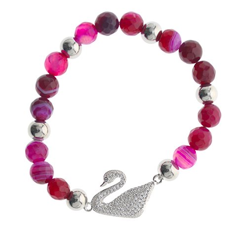 Pulsera Acero Quirúrgico Piedras T-SW Degradé Violet Dije Cisne / 600PI-61