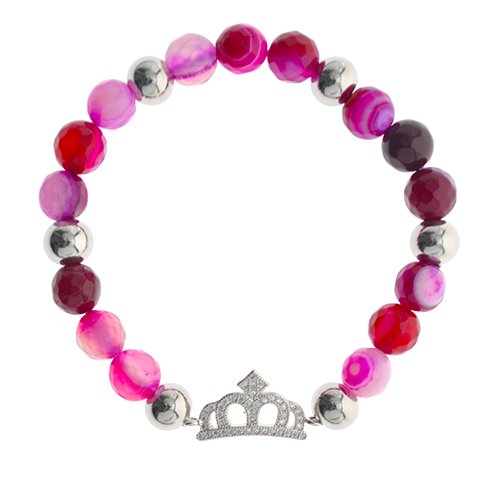 Pulsera Acero Quirúrgico Piedras T-SW Degradé Violet Dije Corona / 600PI-62