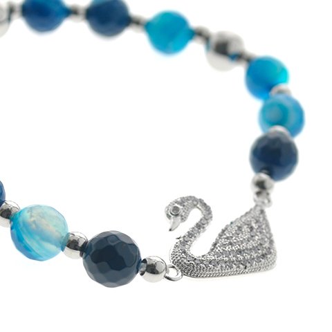 Pulsera Acero Quirúrgico Piedras T-SW Degradé Blue Dije Cisne / 600PI-69